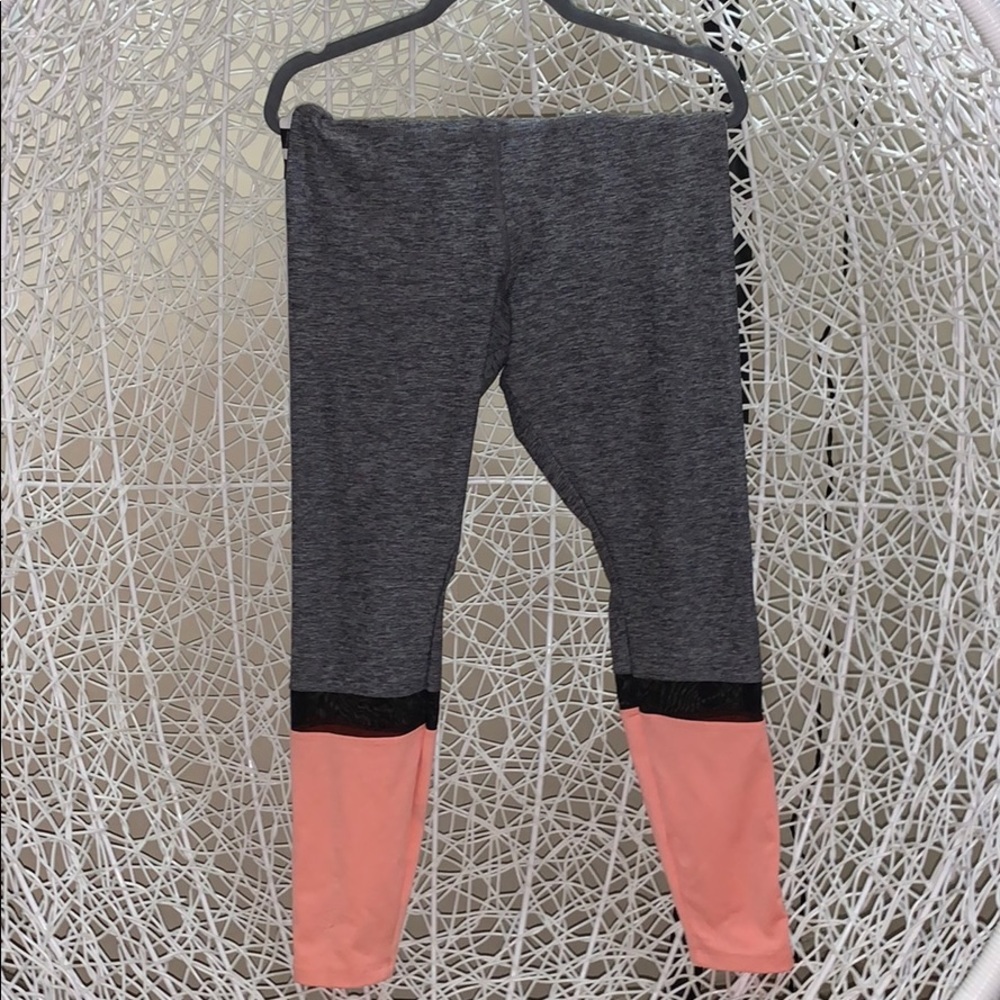 Pink Ultimate Yoga Leggings with Mesh Insert.